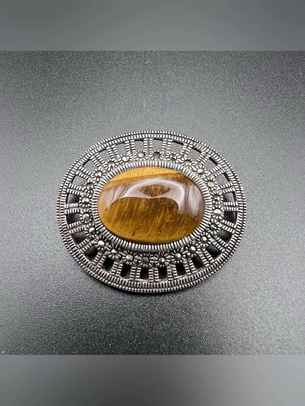 Sterling Silver Tigers Eye Brooch